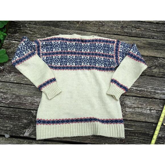 Vintage Womens Sz Large Hunters Run Acrylic Nordic Fair Isle Snowflake Sweater - Picture 1 of 10